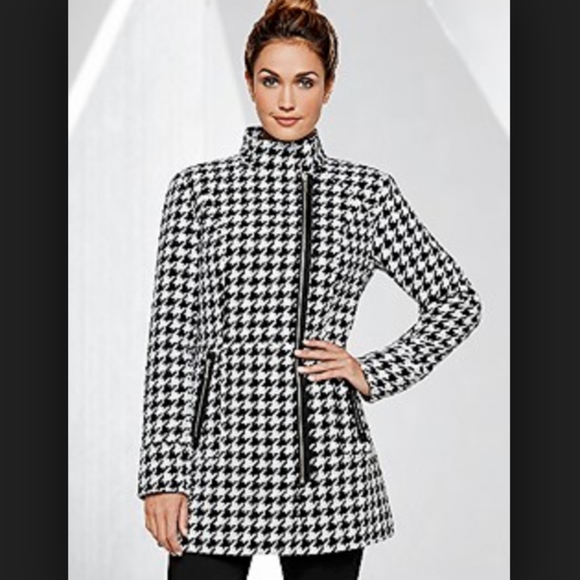 Jackets & Blazers - Houndstooth Zip Coat NWOT Black & White